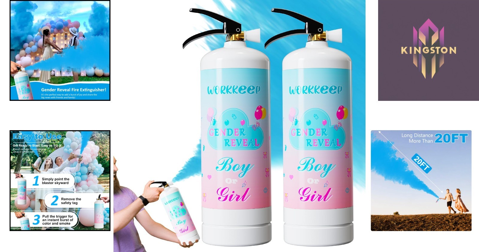 Eco-Friendly Giant Gender Reveal Fire Extinguisher Set – 20 Feet Blue Burst