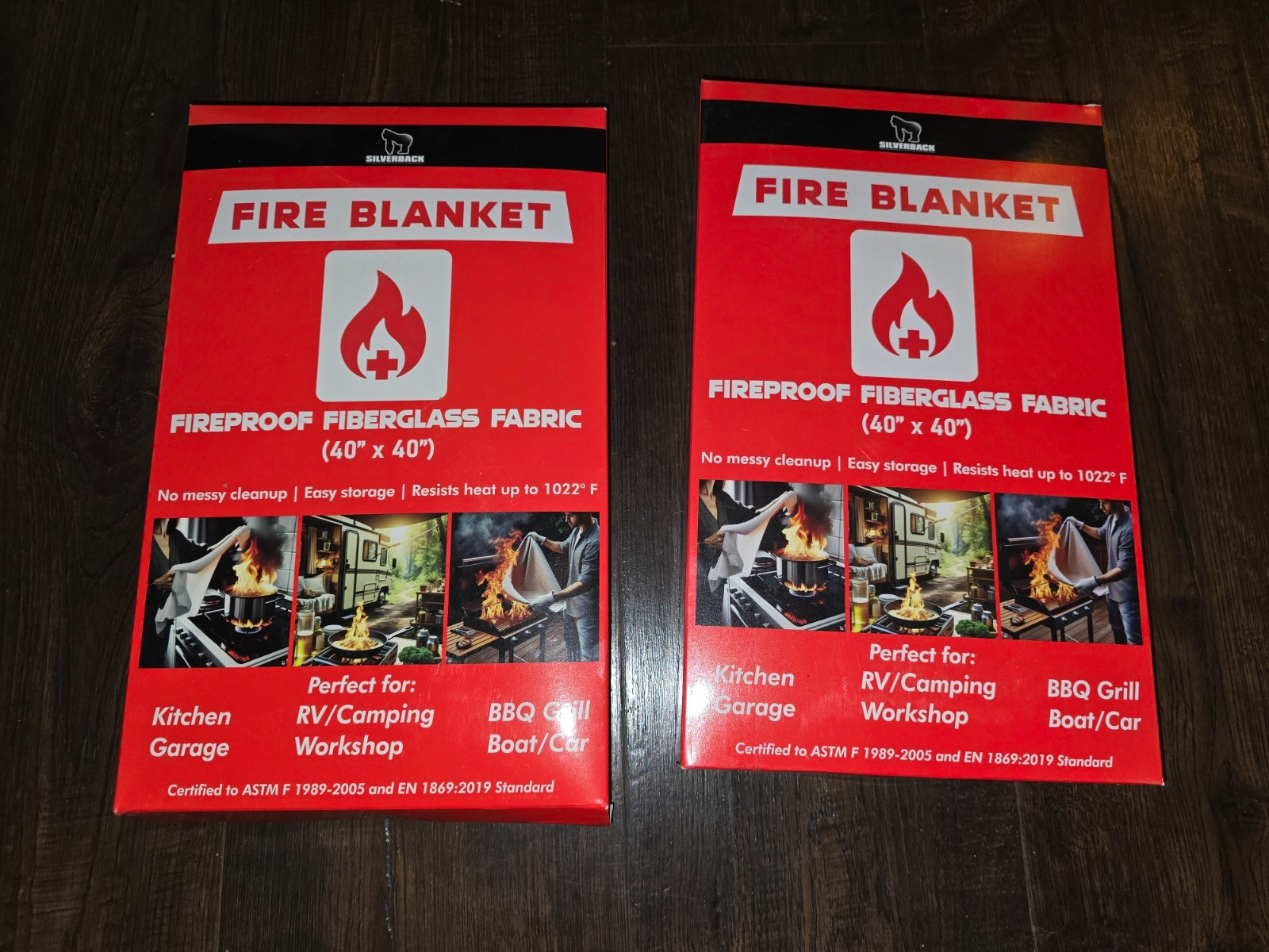Lot of 2 Silverback 40″ X 40″ Fireproof Fiberglass Fire Blanket New