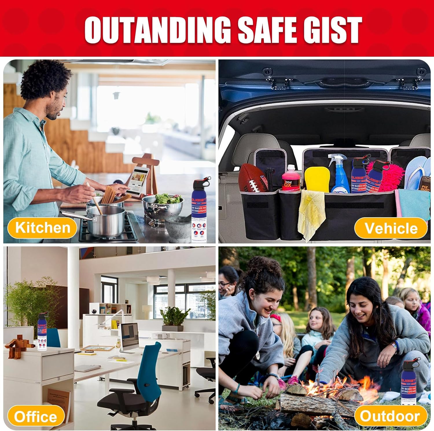 Dry Stop Fire Extinguisher Spray – 600G Quick-Acting Powder for Home, Vehicle…
