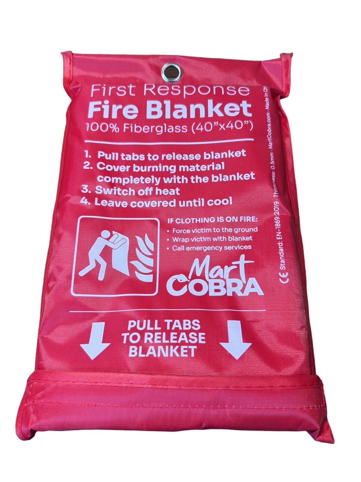 First Response Fire Blanket. Fire Protection. 100% Fiberglass. 40″x40″ 2pk.