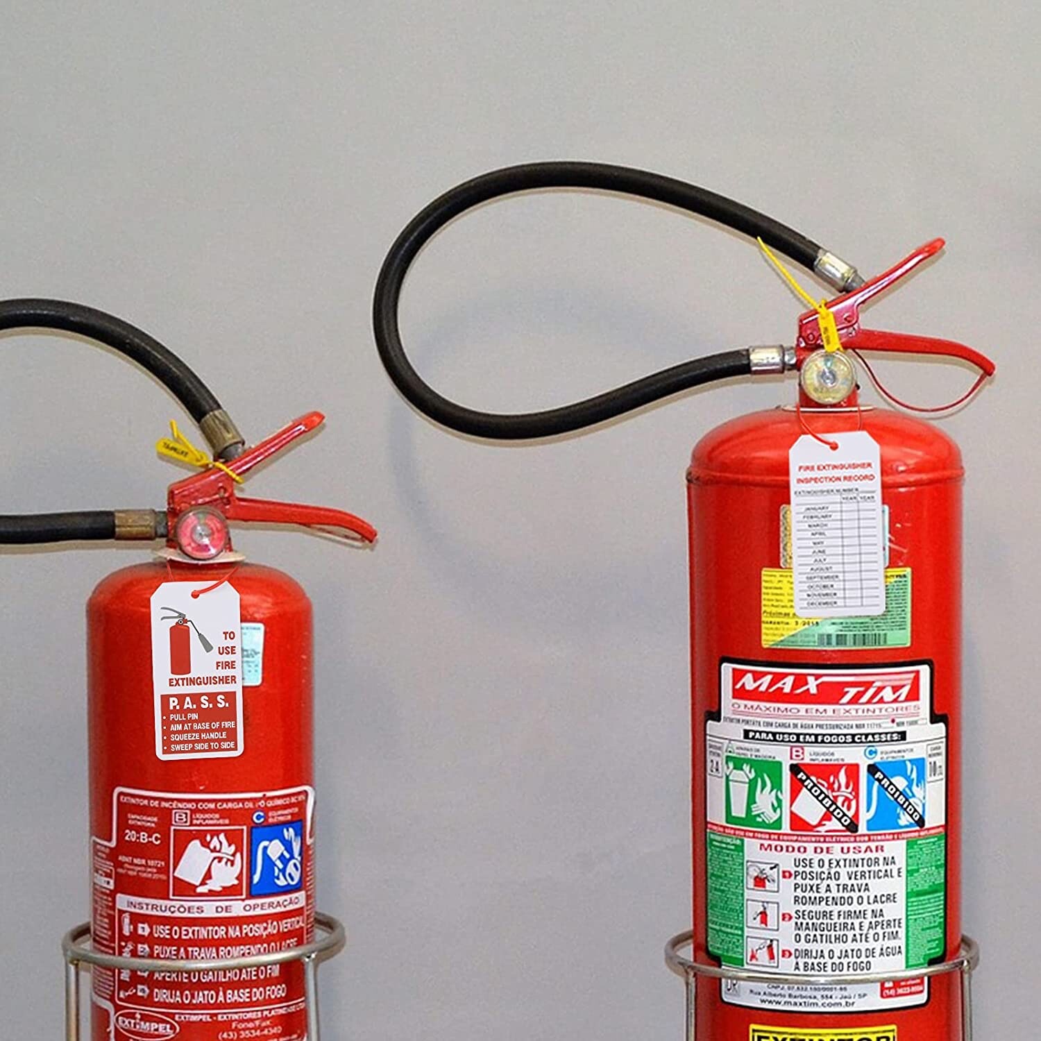 🔥🧯10-4″x 2″ Fire Extinguisher Inspection Tags H.D.-Double Sided W/ZIP-TIES