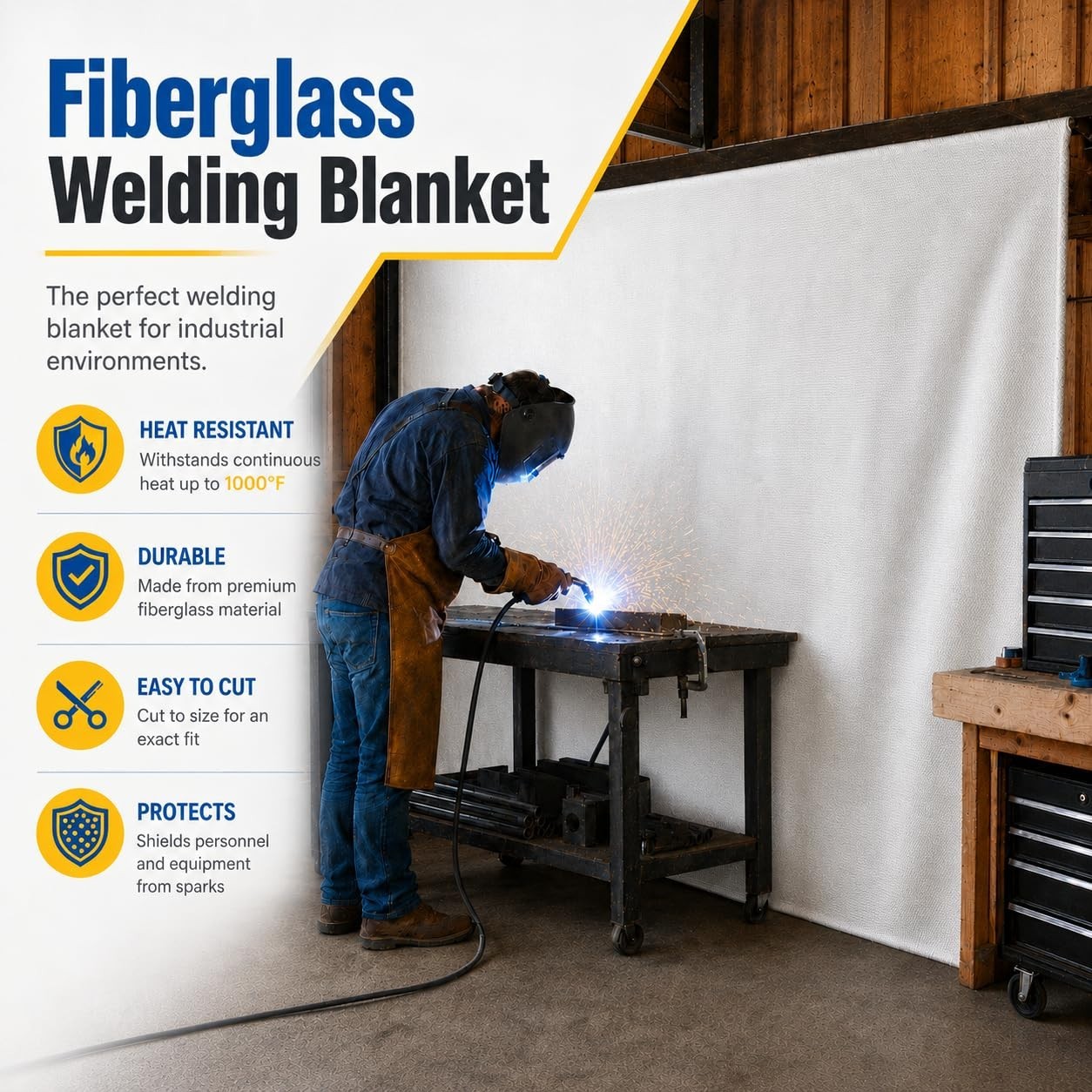 Large Fire Blanket 6ft x 8ft – Flame Retardant Heat Insulation for Home & Kitche