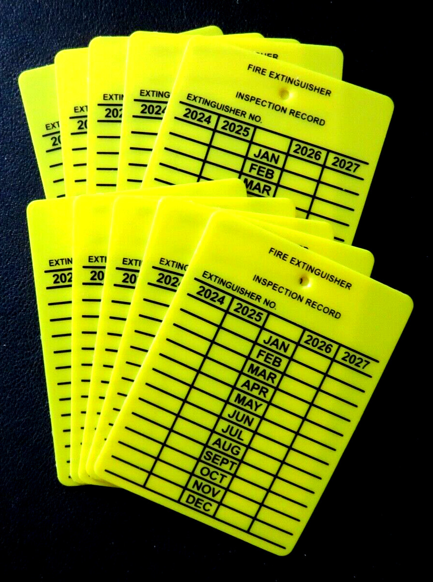 🔥🧯200-PLASTIC FIRE EXTINGUISHER 4-YEAR INSPECTION TAGS 2024-2025-2026-2027🔥🧯