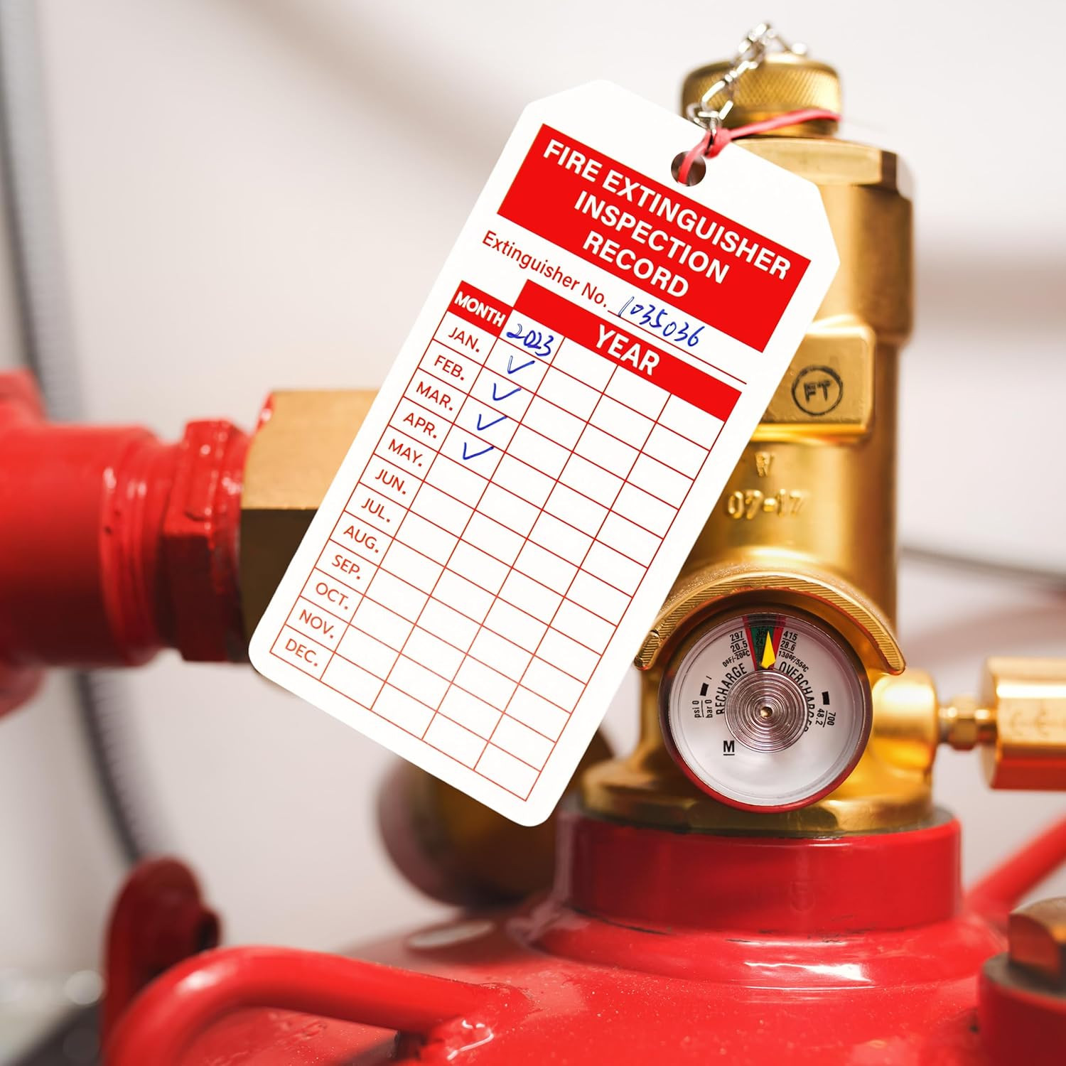 160 Sets Fire Extinguisher Tags with Adjustable Wire Ties Monthly Inspection Rec