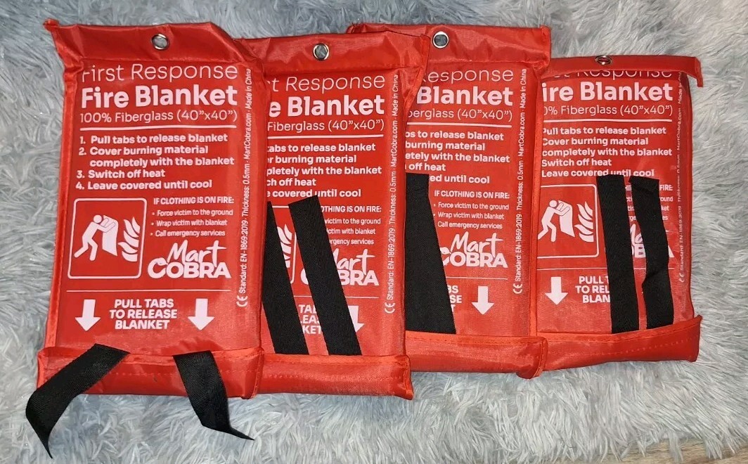 First Response Fire Blanket. (Pack Of 4) 100% Fiberglass 40″x40″