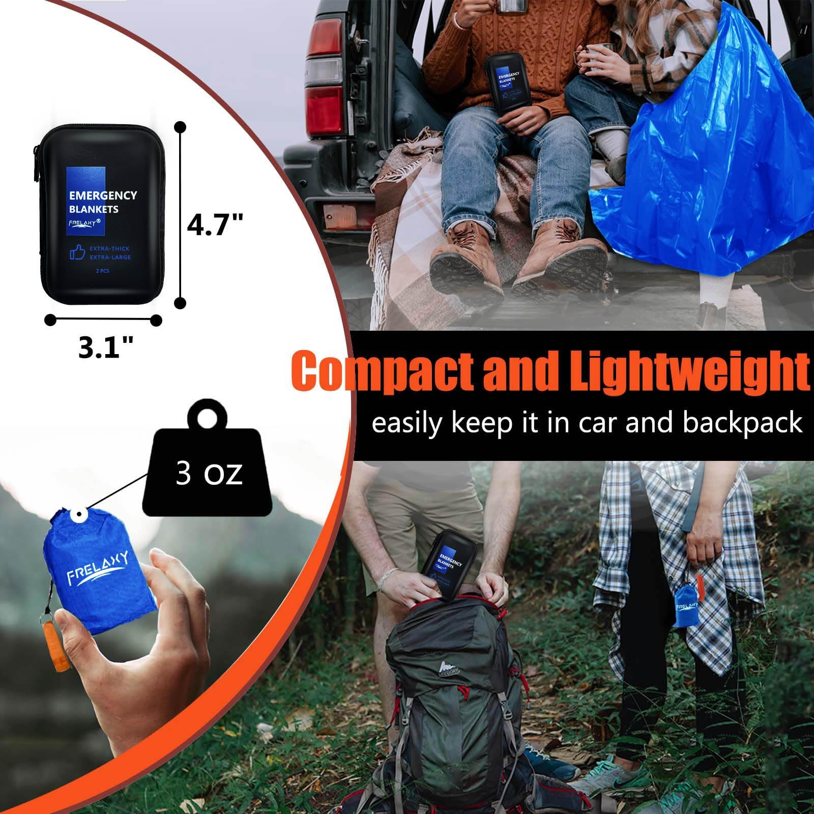 Emergency Blanket 2-Pack/4-Pack, Extra-Thick Space Blankets with Whistles &