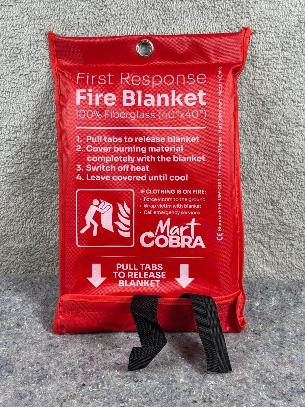 Mart Cobra First Response Emergency Fire Blanket 40″ X 40″ 100% Fiberglass Flame