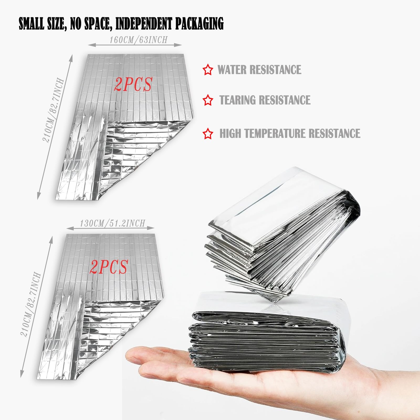 4-Pack Mylar Emergency Thermal Blankets – Waterproof Windproof Survival Gear …