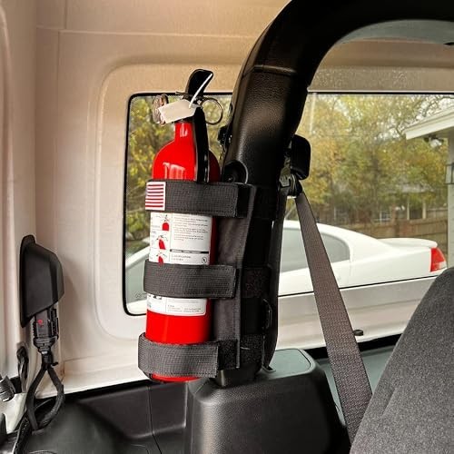 Roll Bar Car Fire Extinguisher Mount with American Flag,Fire Extinguisher Hol…