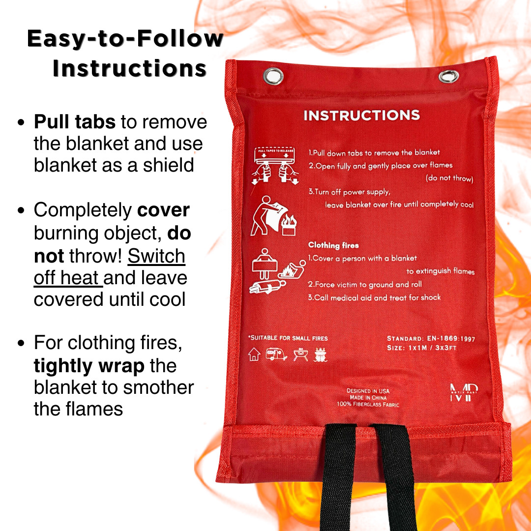 Motivpart Fire Blanket Emergency Survival Kit 2 Pack Size 39″x39″ Safety Blanket