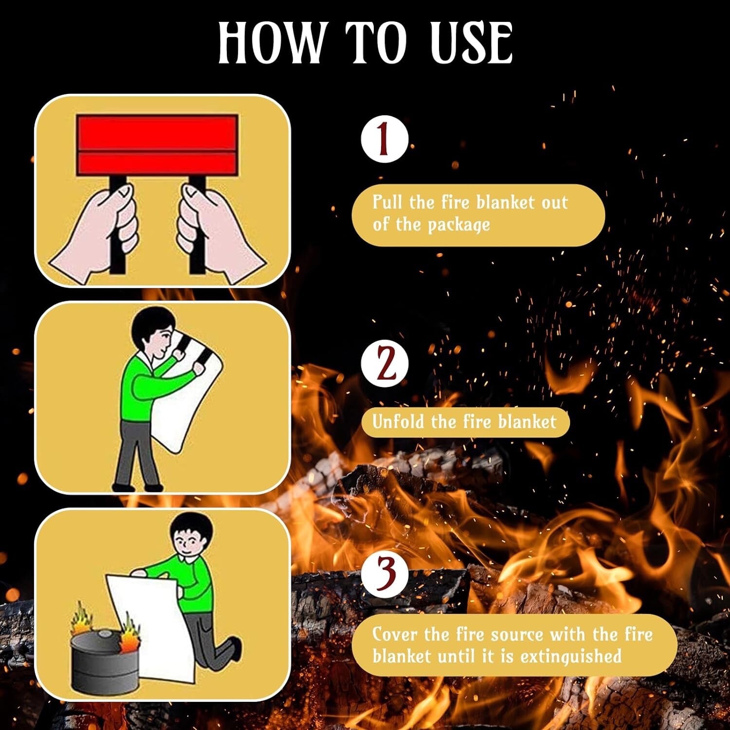 🔥2 Pack Fire Blanket for Home Emergency Fire Supression XL SIZE 47″ x 47″🔥
