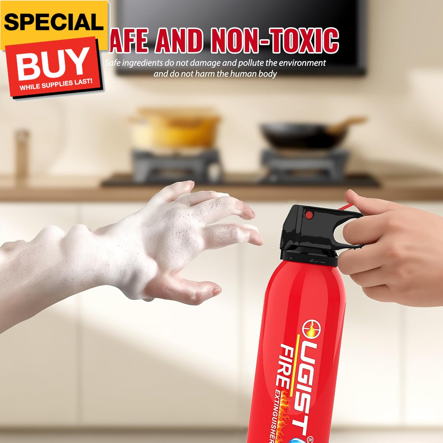 Small Portable Fire Extinguisher for Home and Kitchen, 21oz Each, 1-Pack, Water-