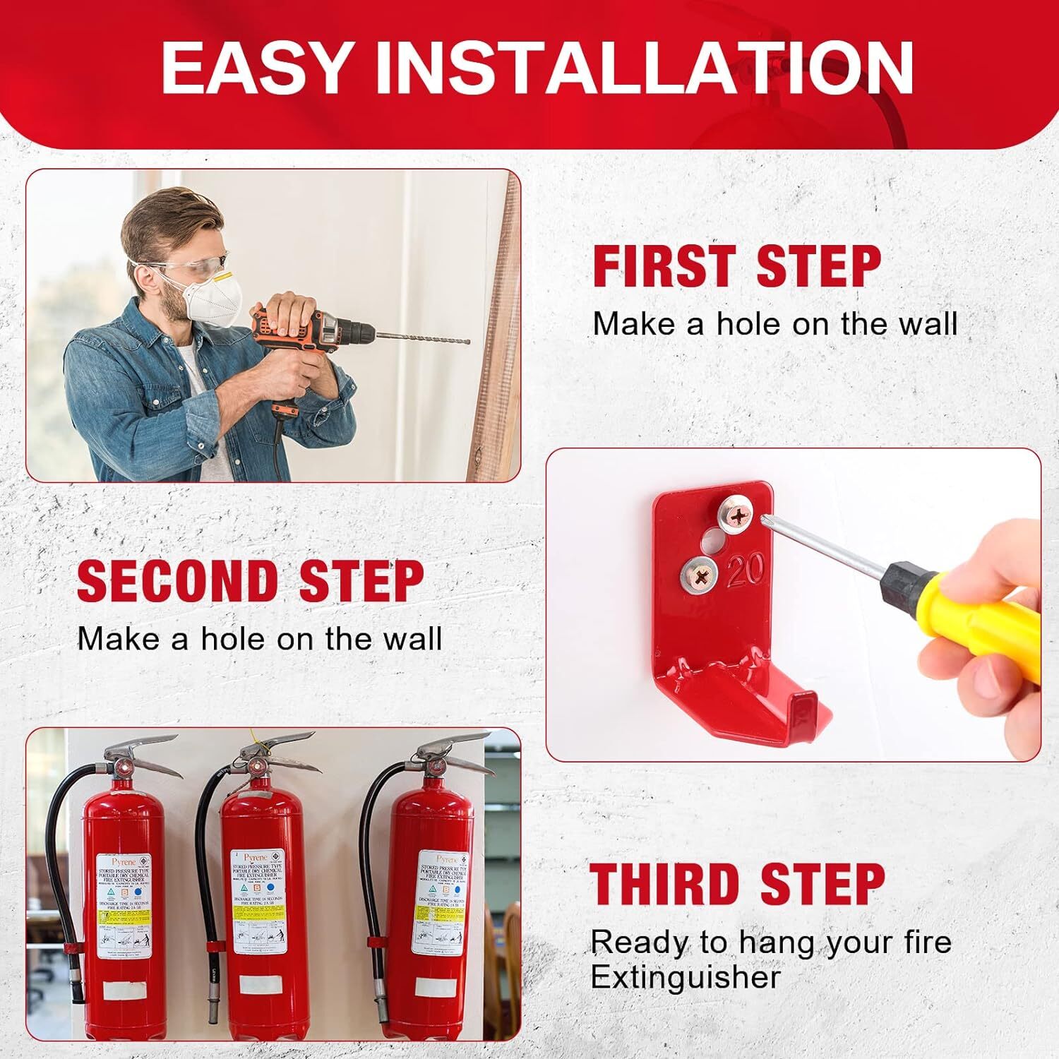 20 Pack Fire Extinguisher Mount Universal Bracket 5 to 40 Lb Fire Extinguisher H