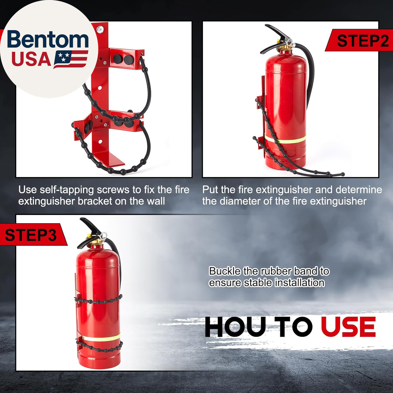 2 Pcs Fire Extinguisher Mount Bracket Adjustable, Supports up to 2.5 and 5Lb, He
