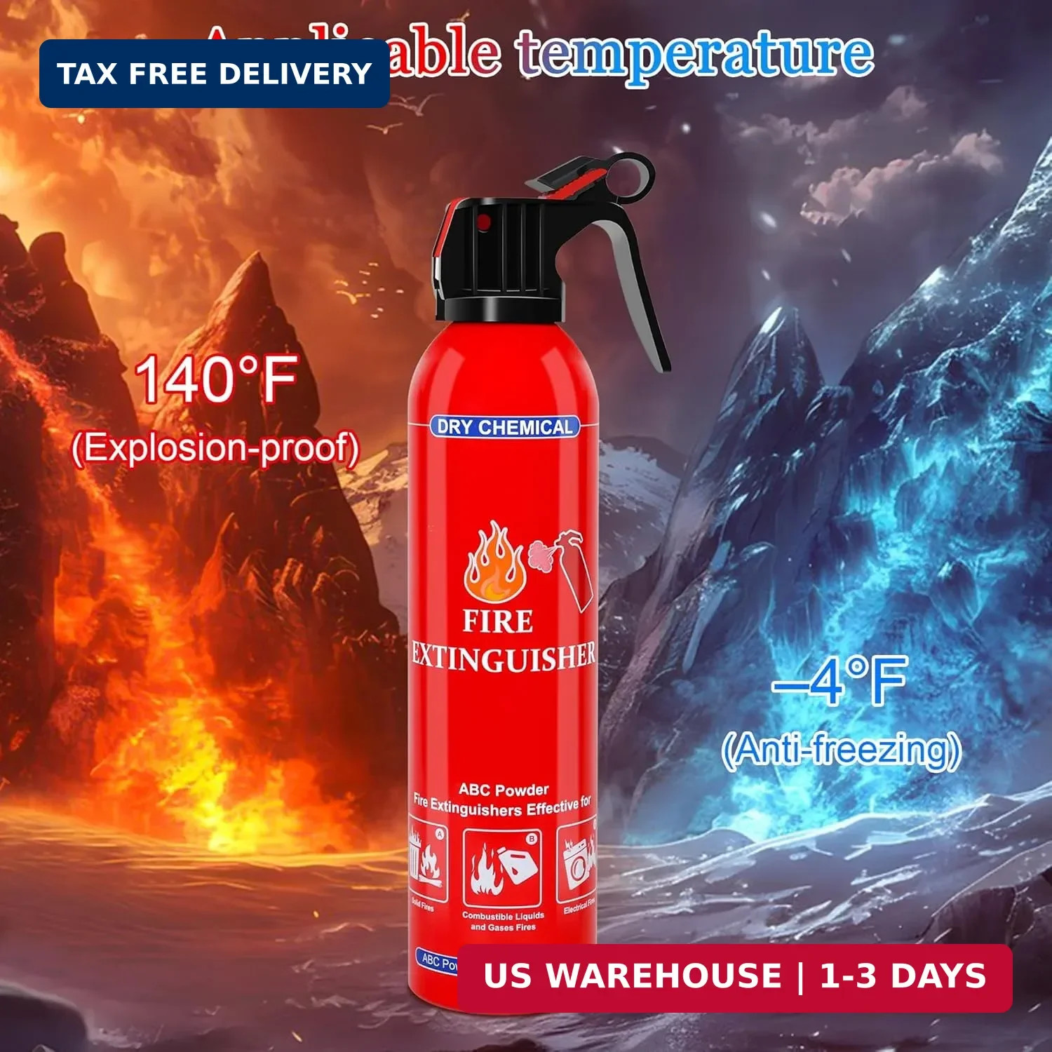 4 Pack ABC Dry Chemical Fire Extinguishers, Portable Dry Powder Fast-Acting Fire