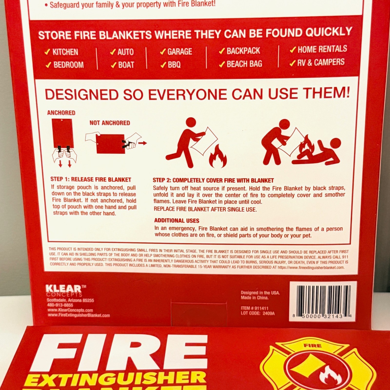 KLEAR CONCEPTS FIRE EXTINGUISHER BLANKET 40″ X 40″ FLAME RETARDANT NEW LOT X4