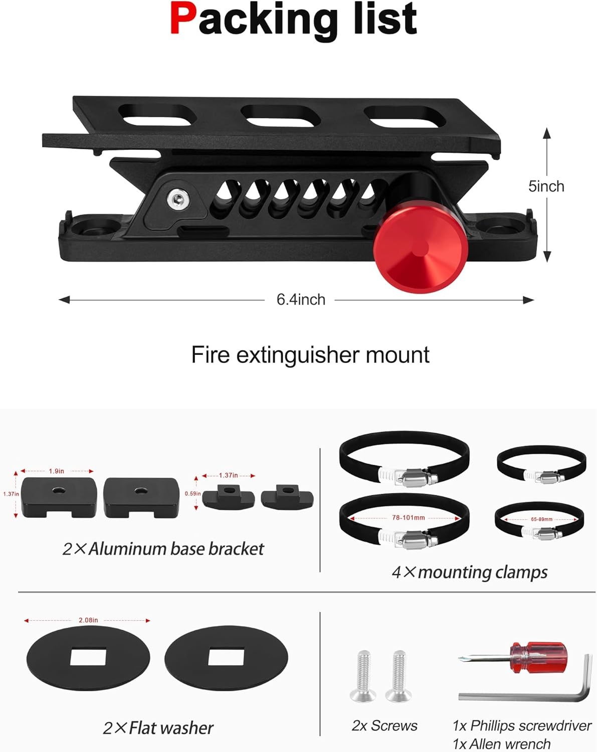 MOLLE Panel Fire Extinguisher Mount Kit Fits 1″-2″ Rigid MOLLE Panel Holes, Q…