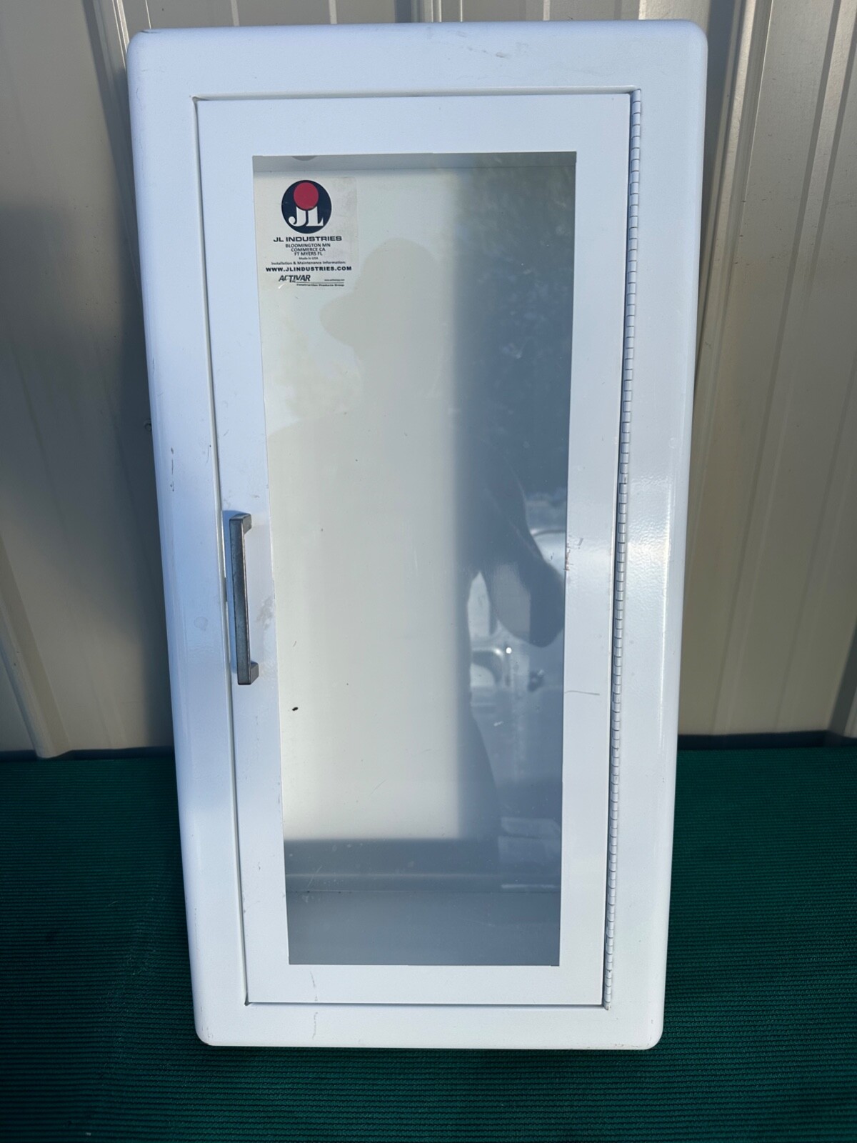 JL Industries Fire Extinguisher Cabinet Steel Construction Vertical Window 27″