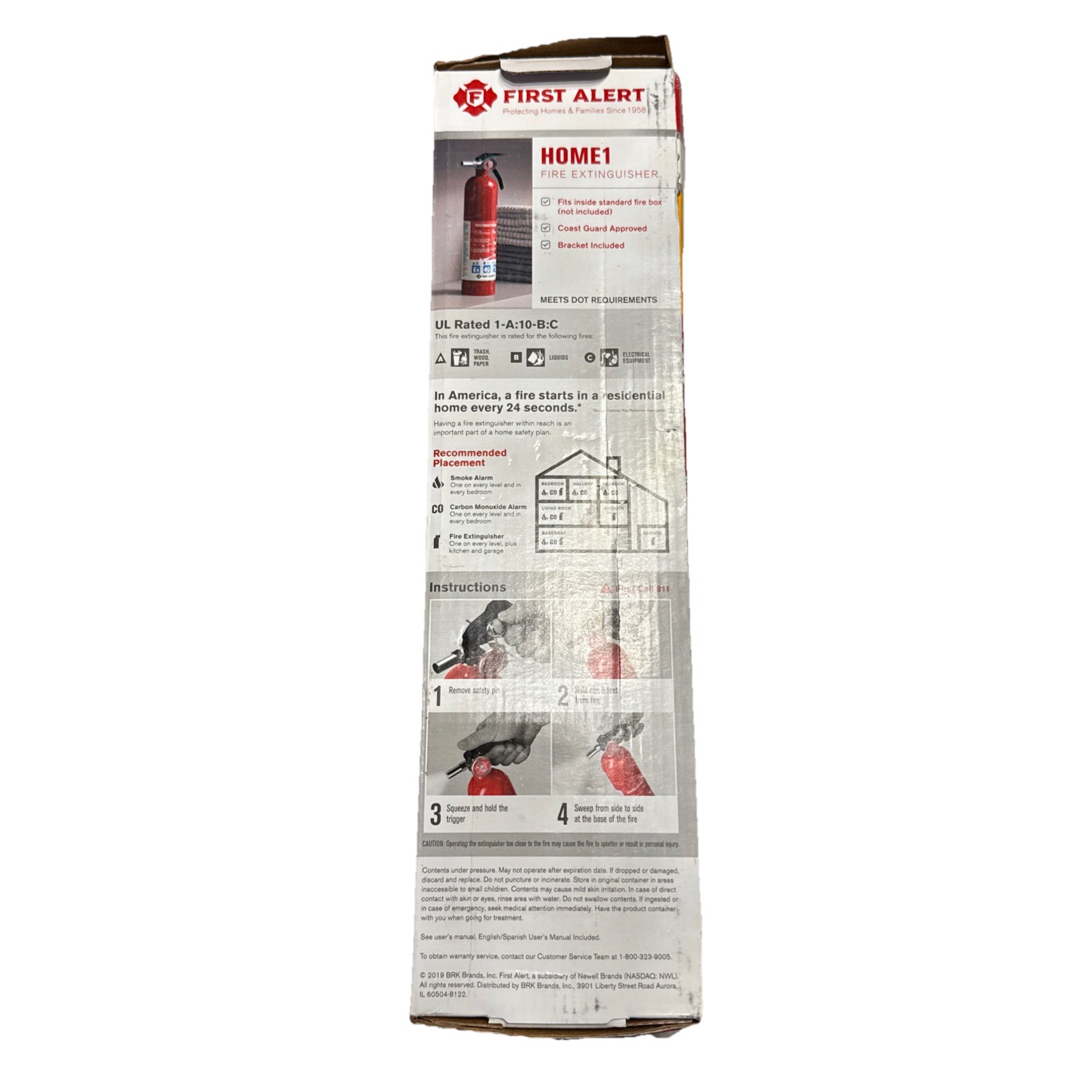 First Alert Home1 1-A:10-B:C Rechargeable Home Fire Extinguisher 2.5lbs NEW