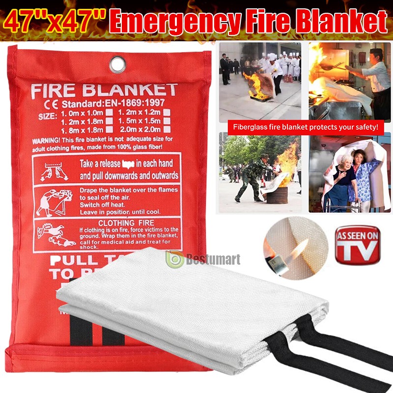 47” X 47” Retardant Blankets Fire Blanket Fiberglass Home Prepared Emergency