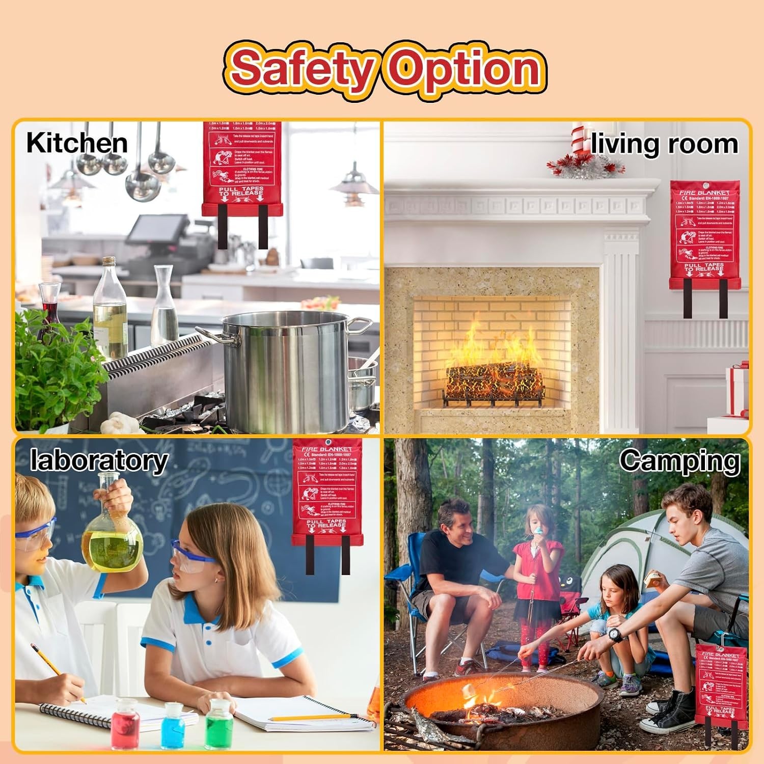 Versatile 10 Pack Fire Blankets – 39×39 Inch for Kitchen, Office, Camping Safety