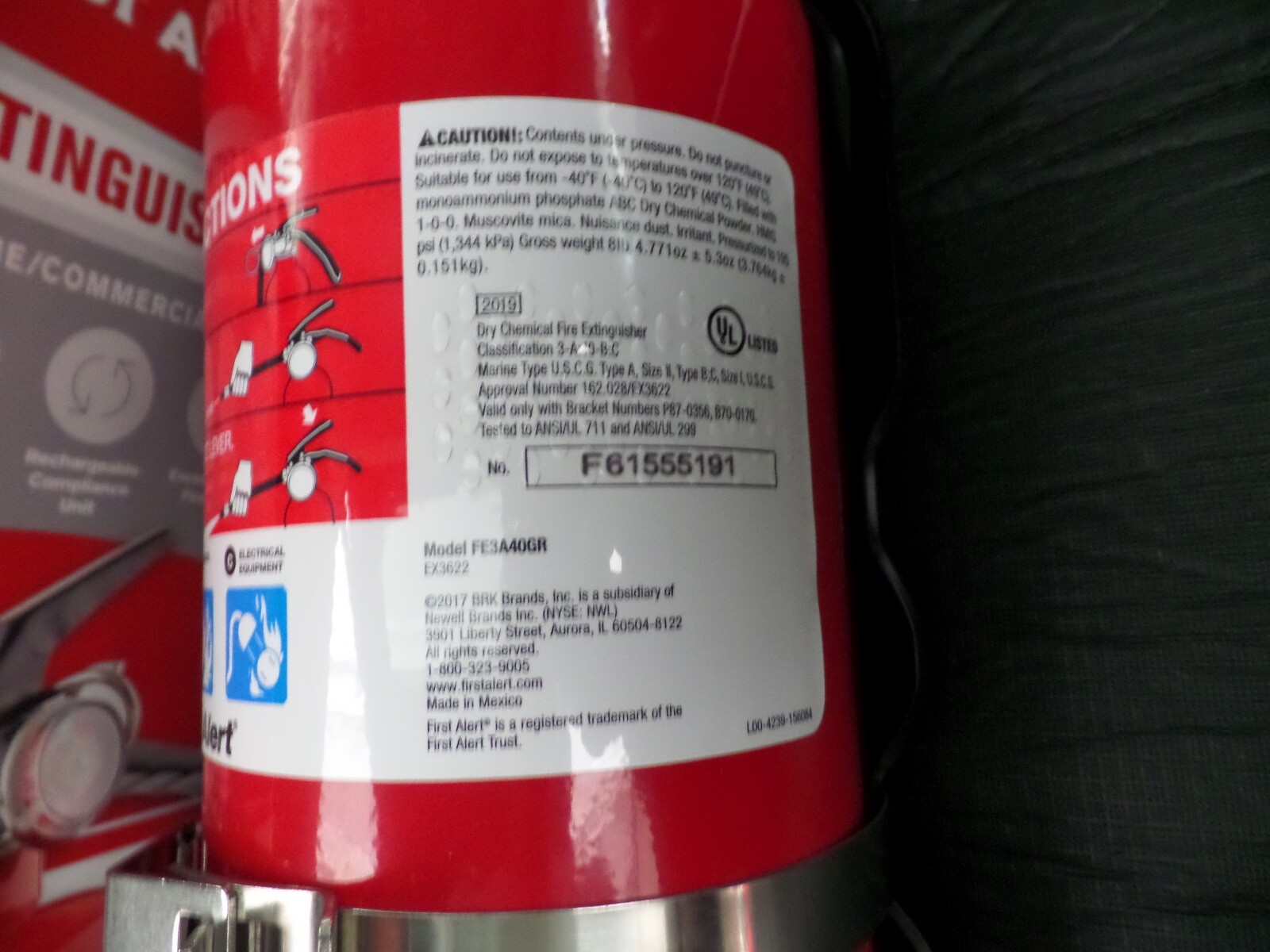 First Alert MODEL FE3A40GR 10 lb Fire Extinguisher UL Rated 3A 40B C Heavy Duty