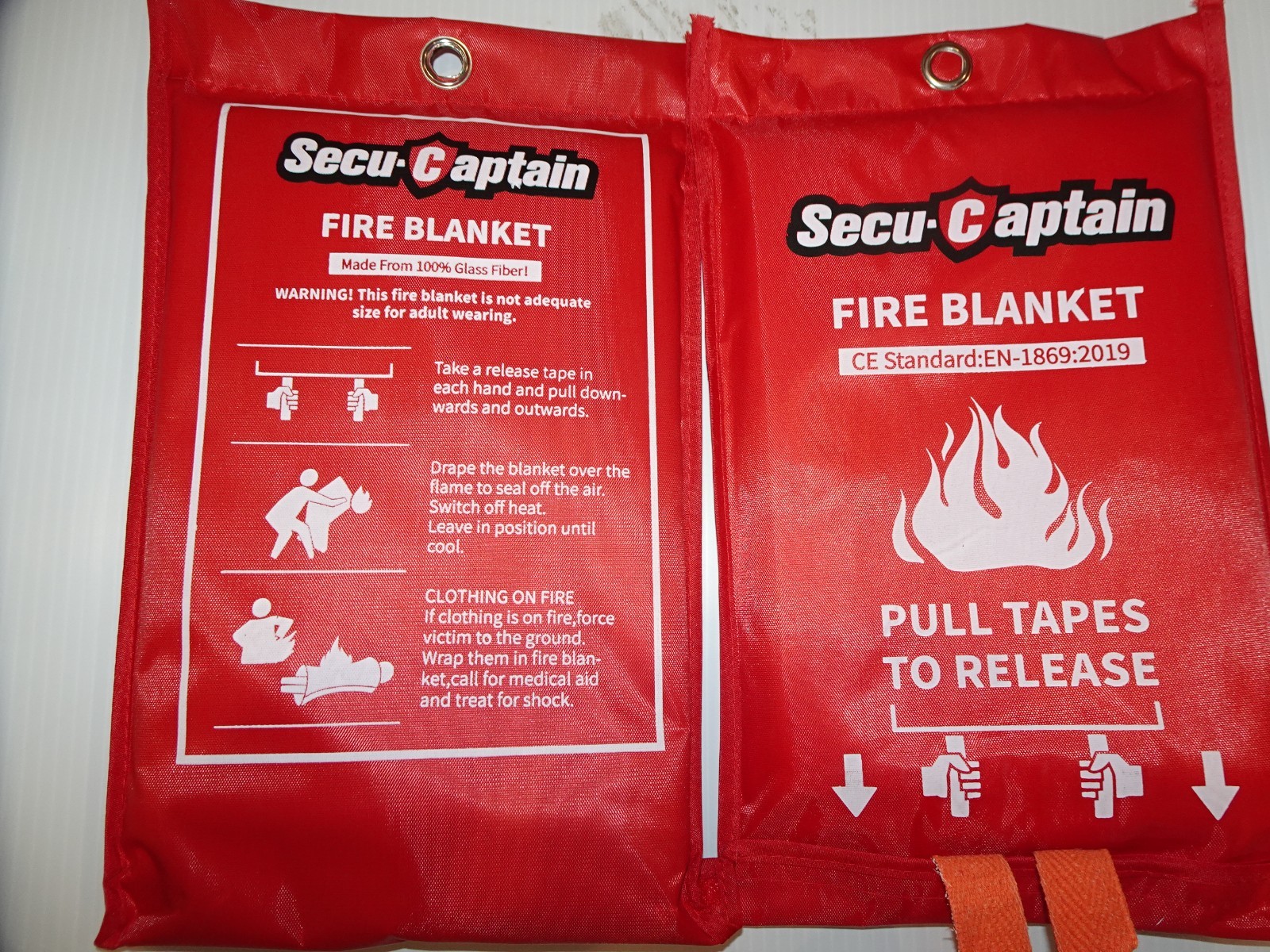 Secu-Captain Fire Blanket CE Standard :EN-1869-2019 Flame Suppression Set of (2)
