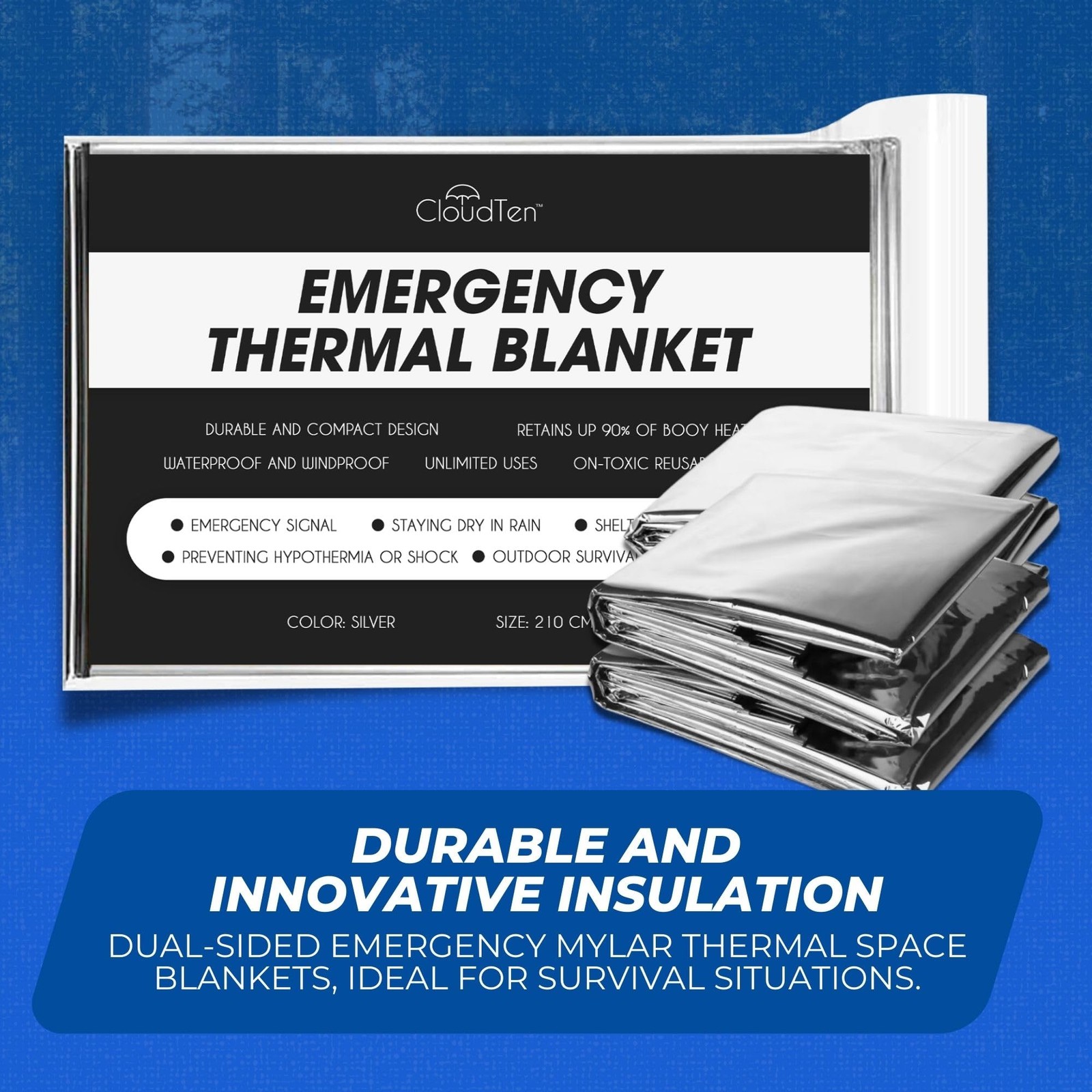 Premium Quality Emergency Blanket Bundle | 10 Tear Resistant Blankets Plus Em…