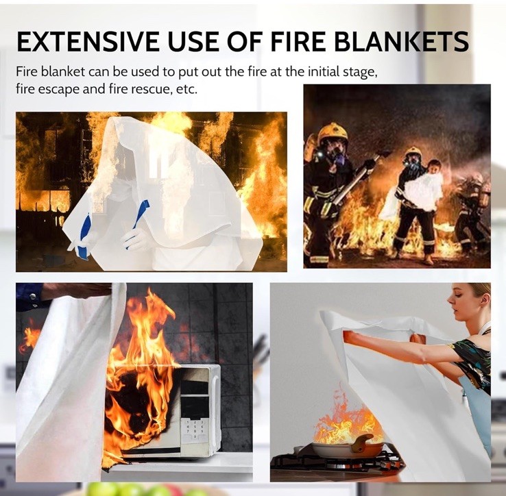 Black pro Emergency Fire Blanket, Fire Retardant Blanket, 2 Pack