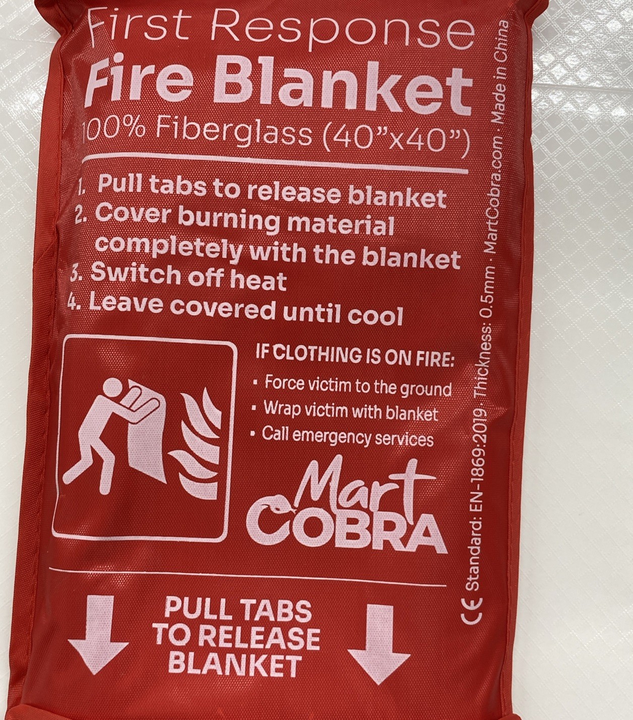 FIRE BLANKET Fiberglass Hero Emergency Home Retardant Prepared 40”x40”, LARGE