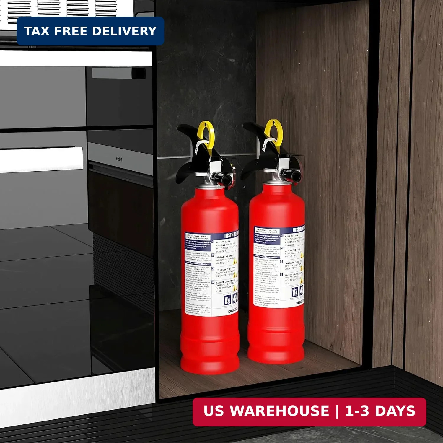 Ougist ABC Fire Extinguisher for Home & Vehicle – 2.5 lb 1-A:10-B:C Rated, Dry C