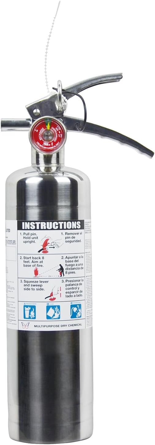 Stainless Steel Fire Extinguisher 2.5lb ABC Dry Chemical Extinguisher Home