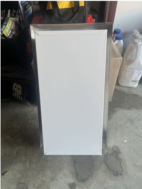 Recessed or semi-recessed stainless steel fire extinguisher cabinet