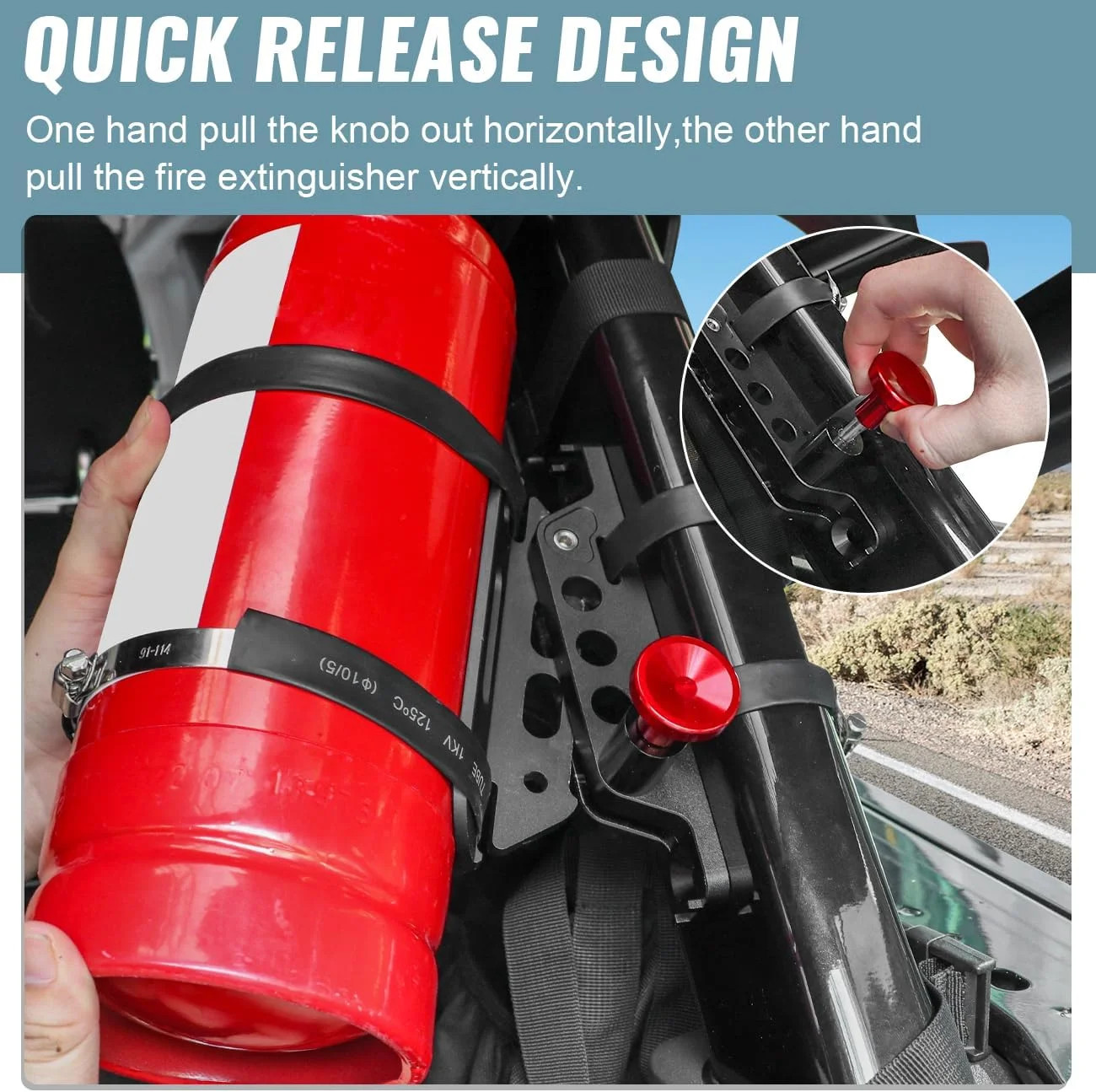 Aluminum Quick Release Roll Bar Fire Extinguisher Mount Holder Compatible with f