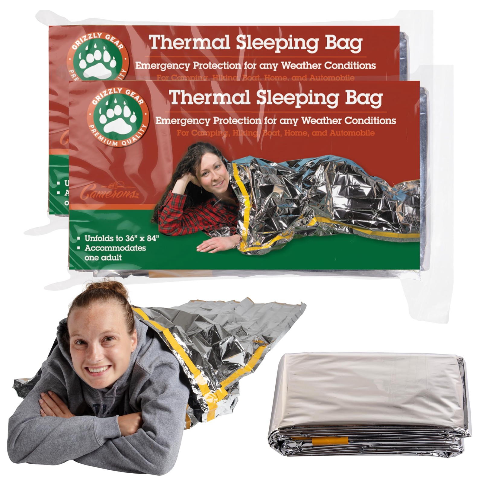 Emergency Thermal Mylar Sleeping Bags – 2 Pack – Ultra Compact for Camping, S…