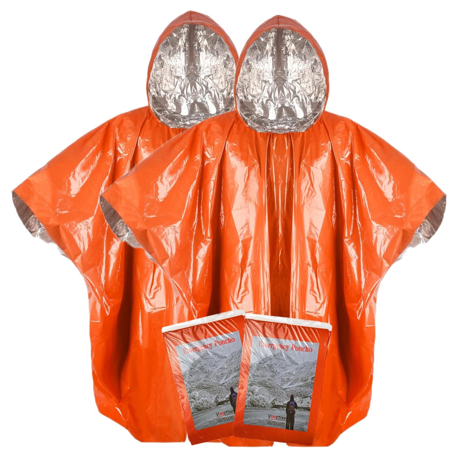 Thickened Emergency Rain Poncho with Mylar Blanket Liner, Heavy Duty Thermal …