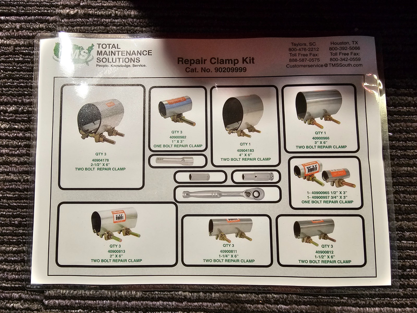 TMS 90209999 Fire Suppression Leak Repair Clamp External Pipe Leak Control