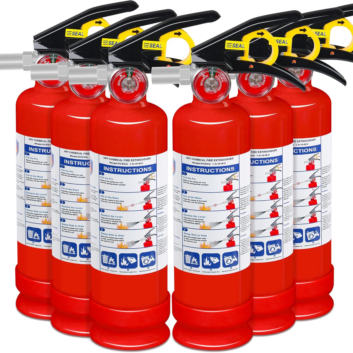 6-Pack Fire Extinguisher for Home, 2.5 Lb 1-A:10-B:C Rated Dry Chemical Fire Saf