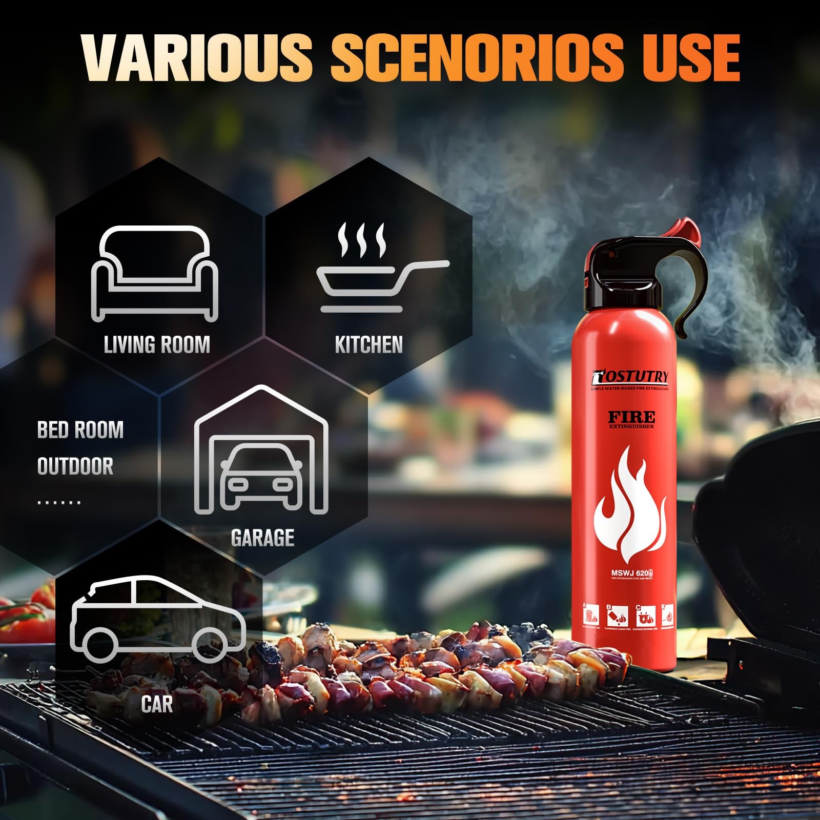 Upgraded 8-IN-1 Fire Extinguisher for Home Vehicle Car Kitchen Boat, Small Fi…