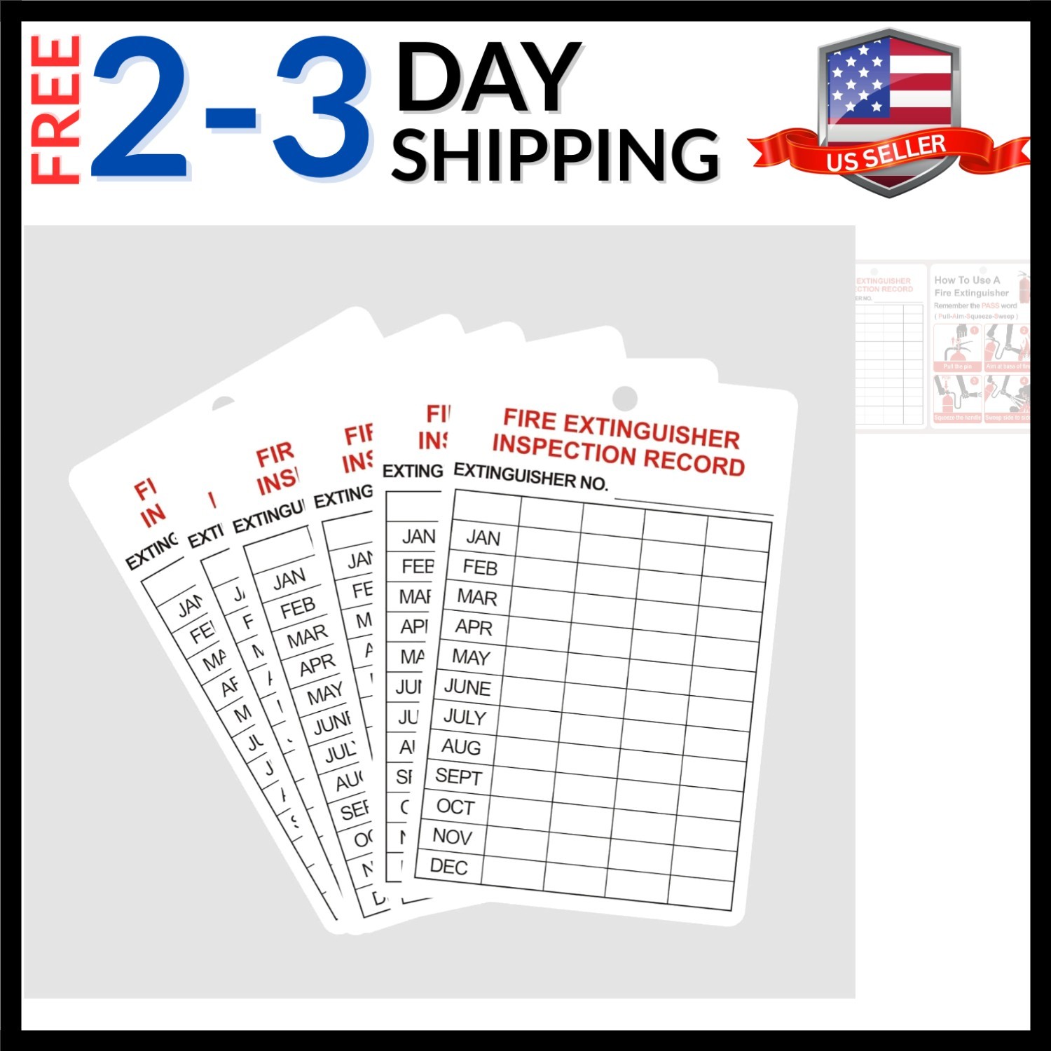 Fire Extinguisher Inspection Tags,3.2×5 inch 10pcs Monthly Fire Extinguisher …
