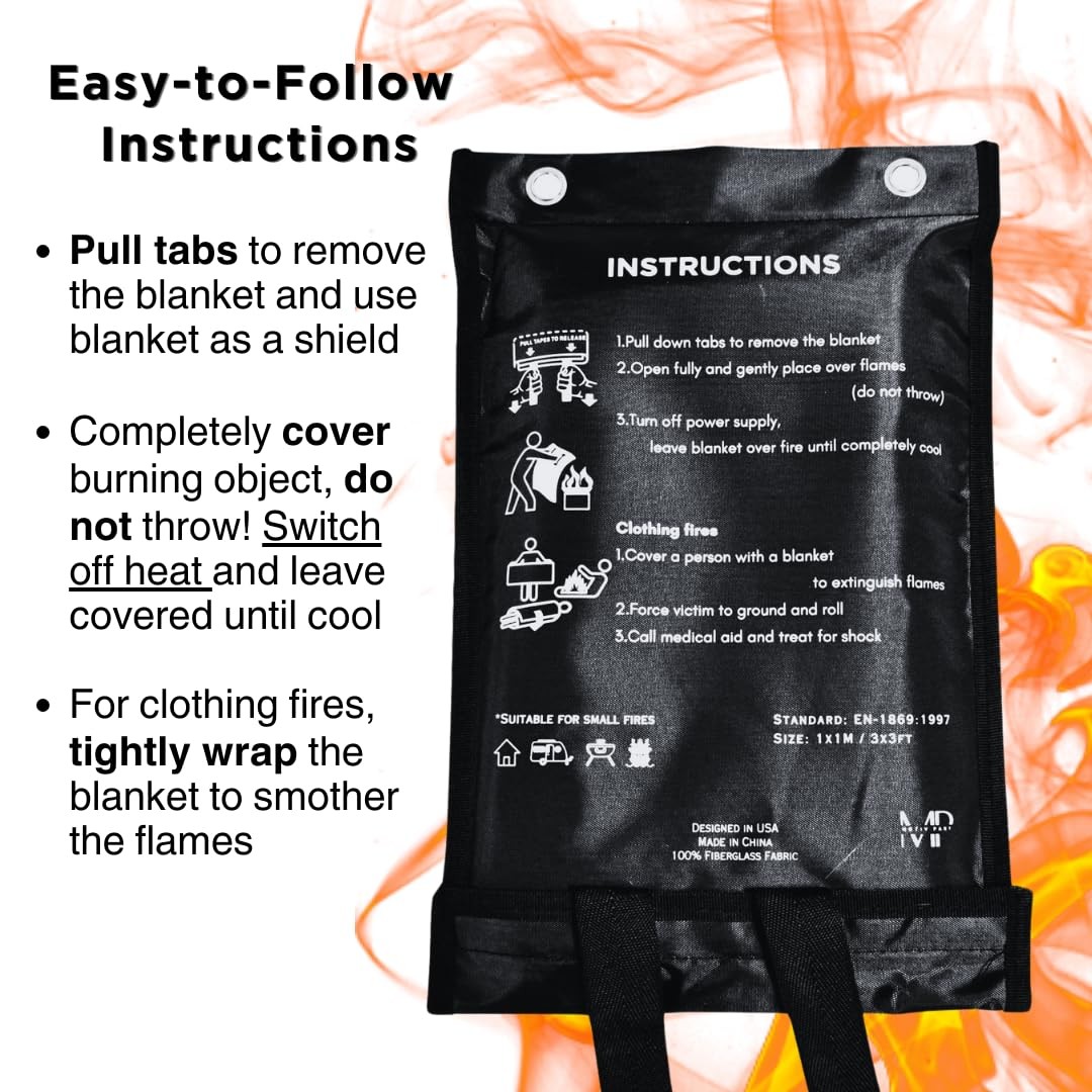 MotivPart 1X Fire Blanket for Home Safety Emergency for Kitchen Fiberglass Fire