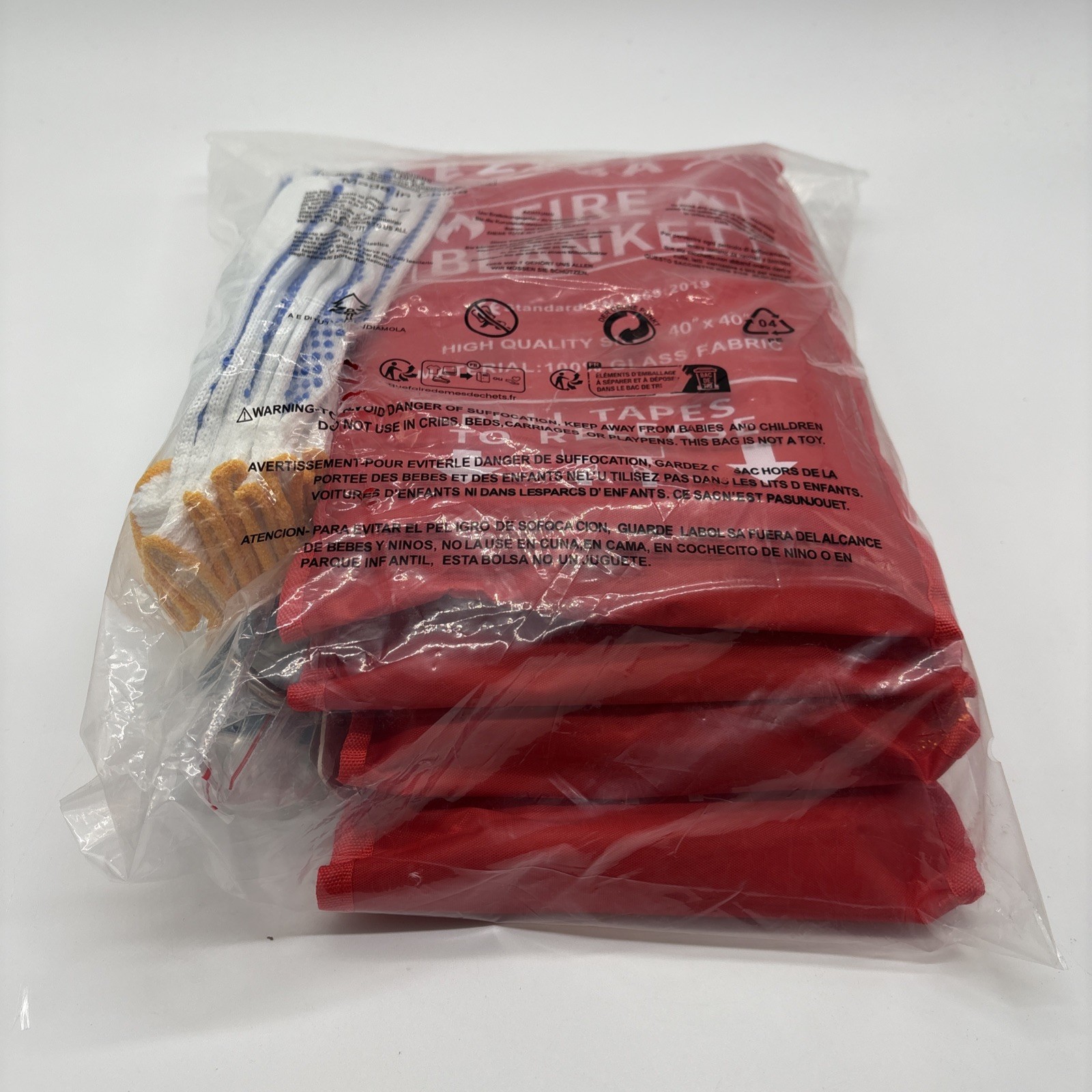 Fezsba Fire Blanket 40 x 40 Inch 4 Pack Blankets 4 Glove Sets & 4 Hooks New