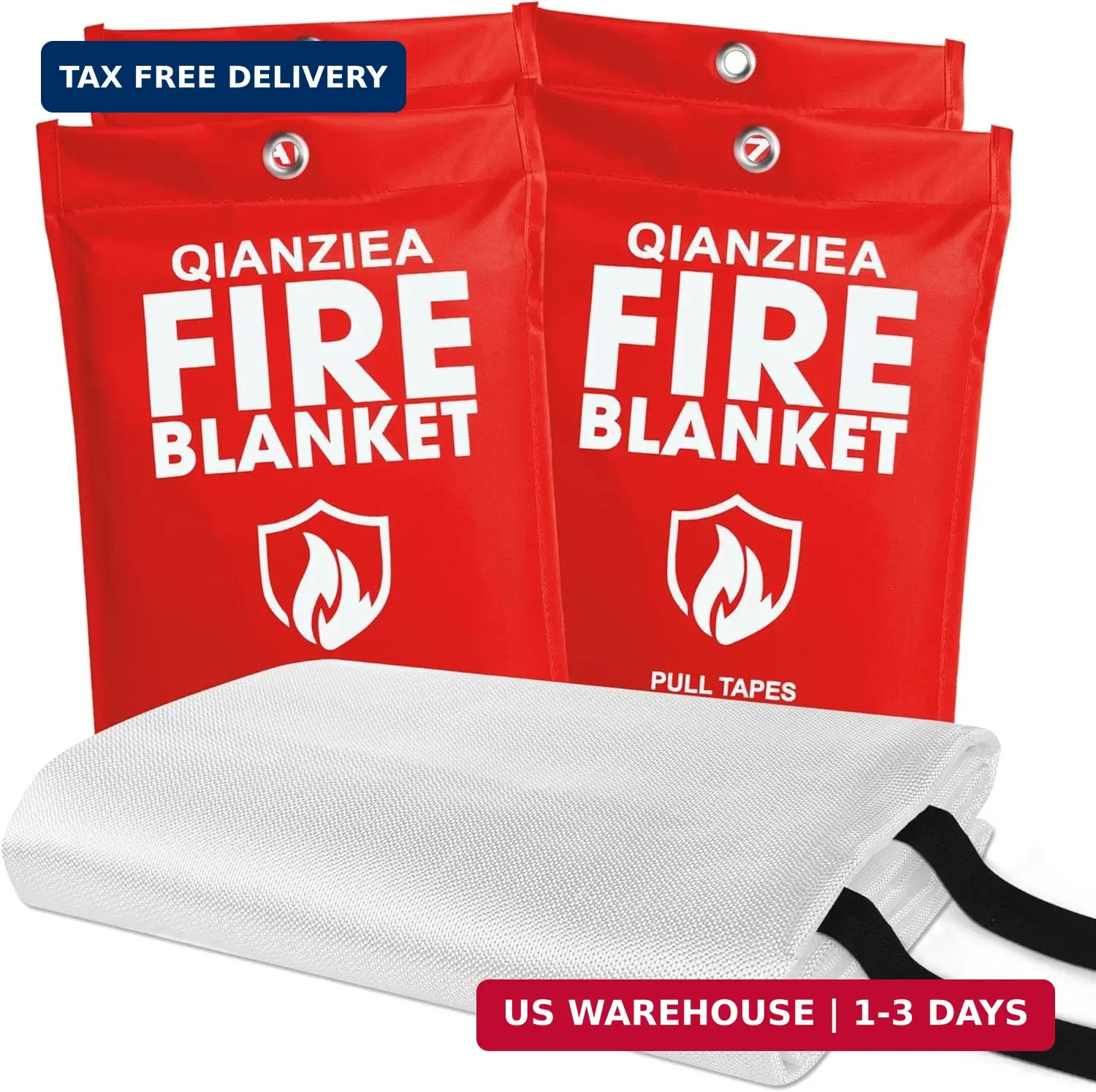 4 Pack Fire Blanket 40″ x 40″ – Emergency Fire Blanket for Kitchen & Home, Fiber