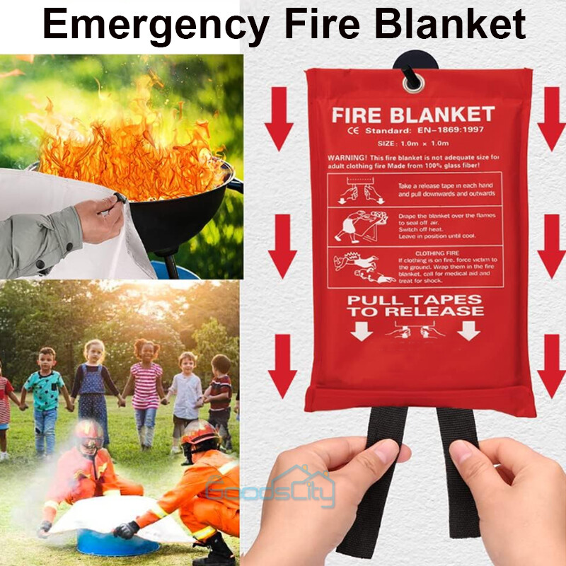 Large Fire Blanket Fireproof For Home Kitchen Office Caravan Emergency Safety US