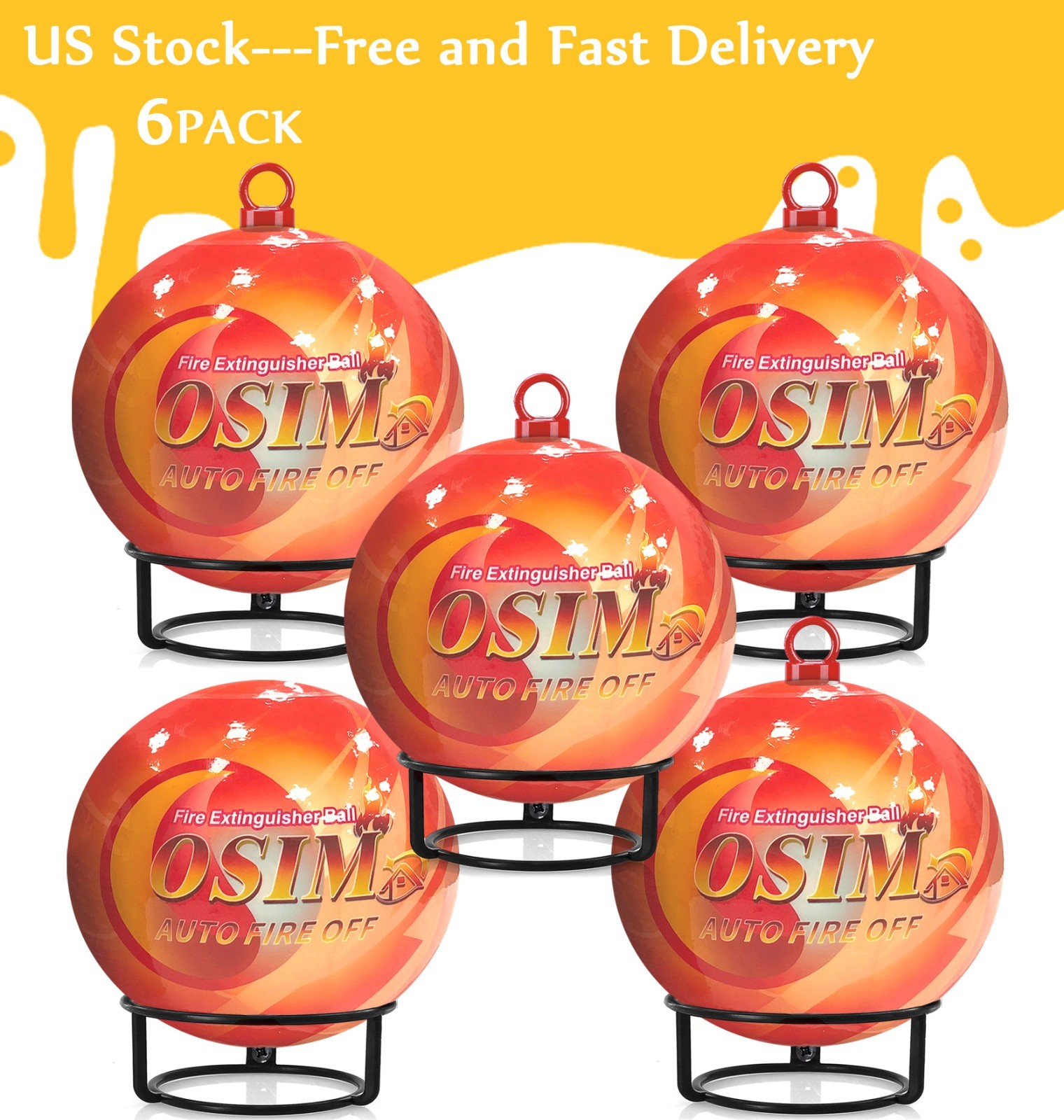 Portable Automatic Fire Ball Extinguisher with Bracket and Hook Mount for Home