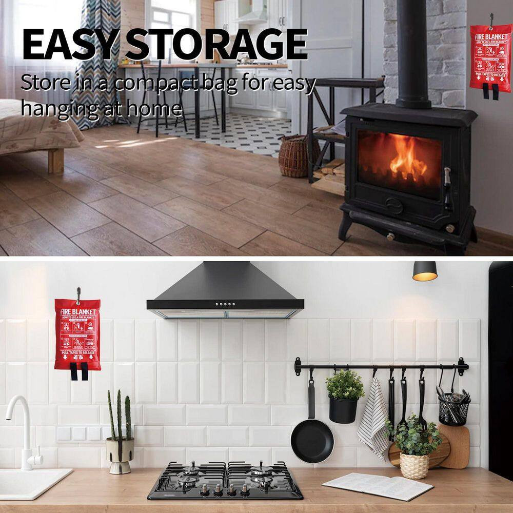 40 In. X 40 In. Fire Fiberglass Blanket Emergency for Home Kitchen, School, Fire