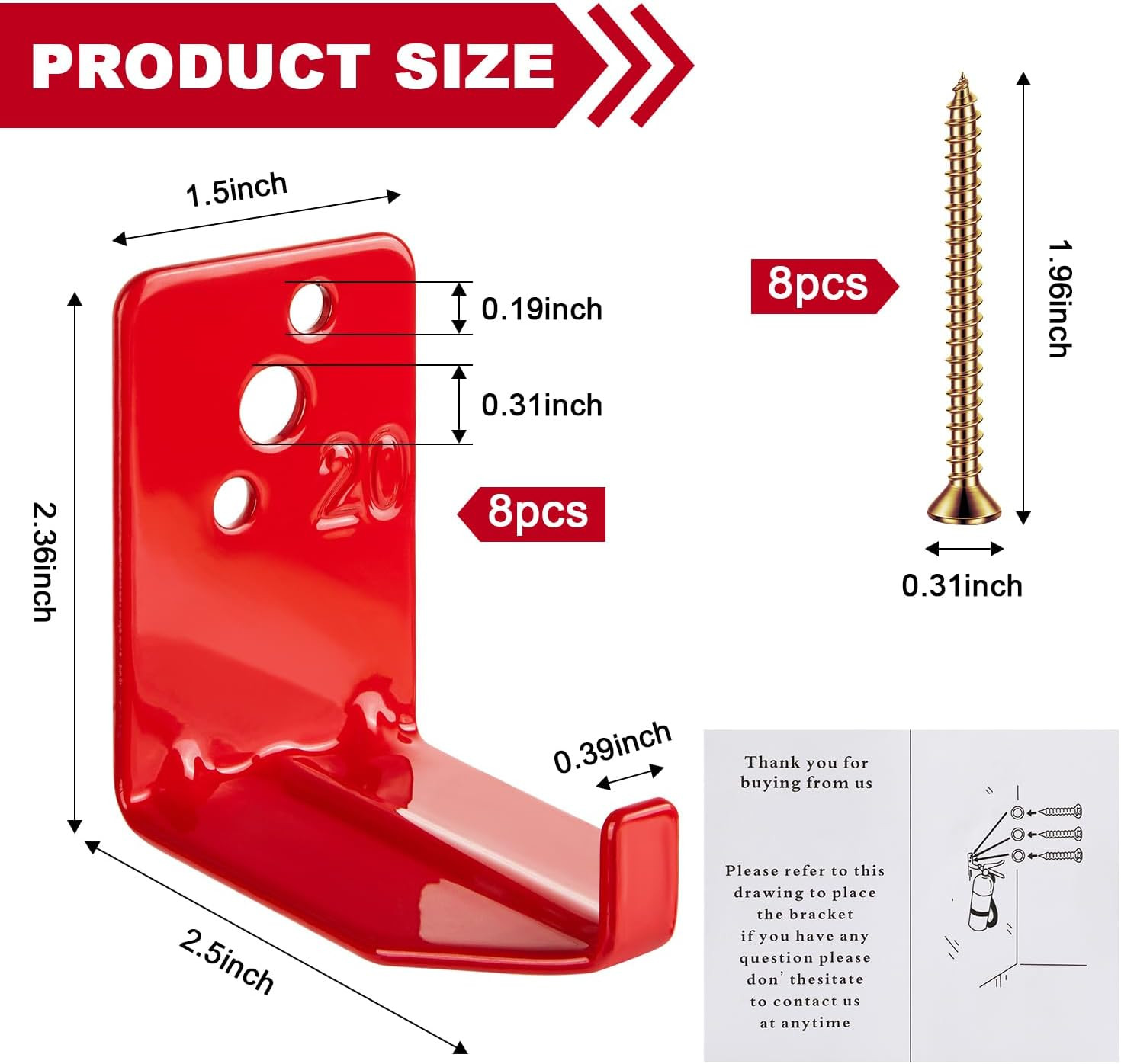 8 Pack Fire Extinguisher Mount Bracket, 5 to 40 Lb Fire Extinguisher Holder with