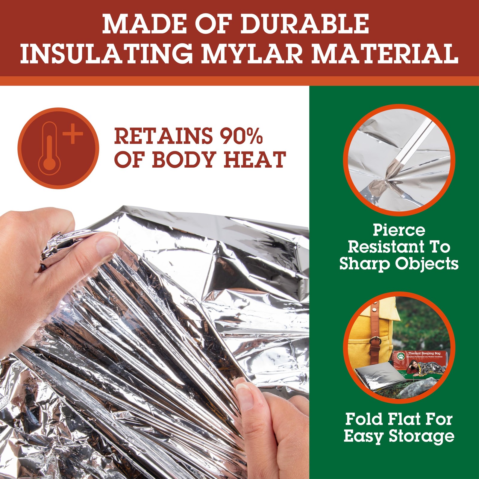 Emergency Thermal Mylar Sleeping Bags – 2 Pack – Ultra Compact for Camping, S…
