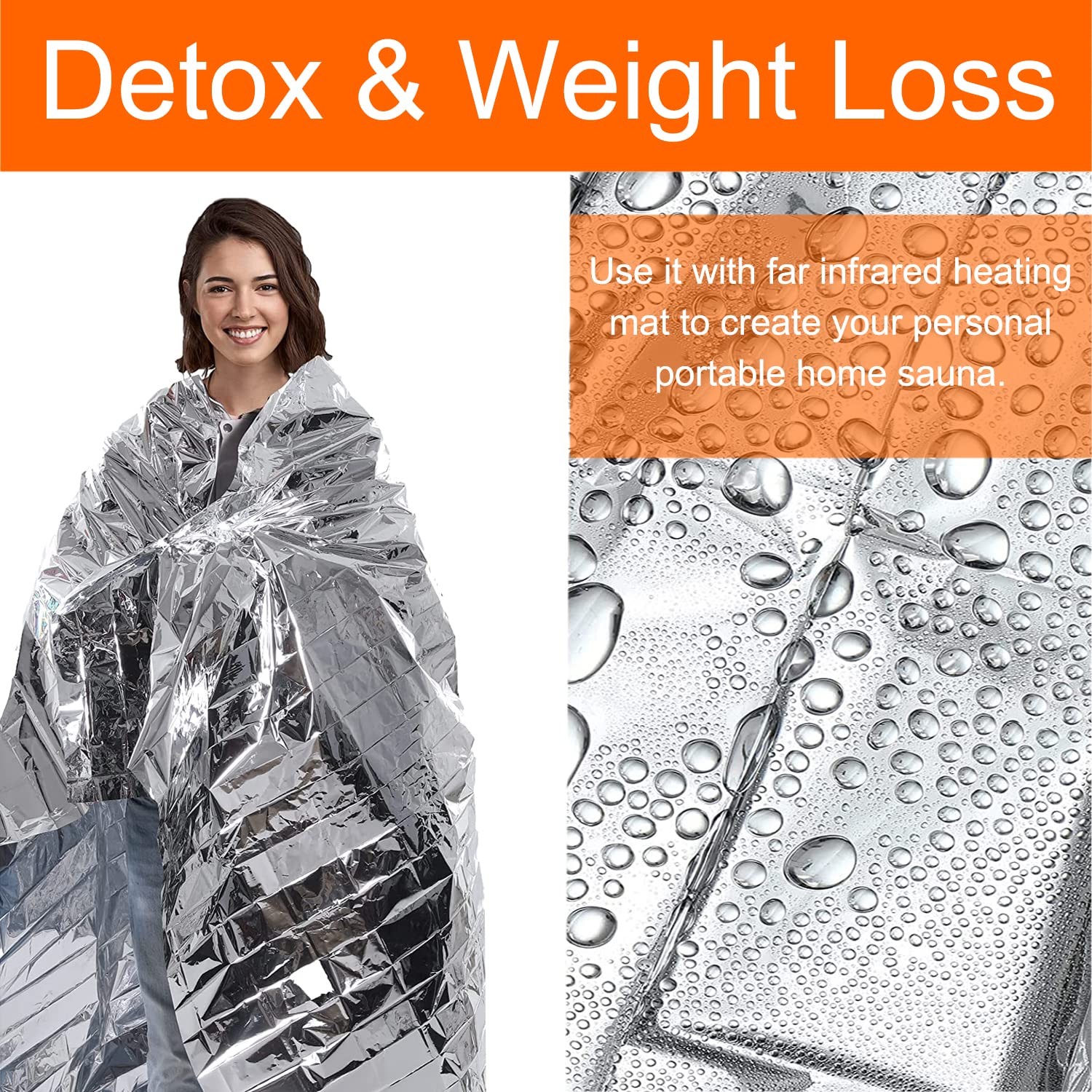 50 Pcs Emergency Mylar Thermal Blanket, Gigantic Space Blanket 82 * 52 in. fo…