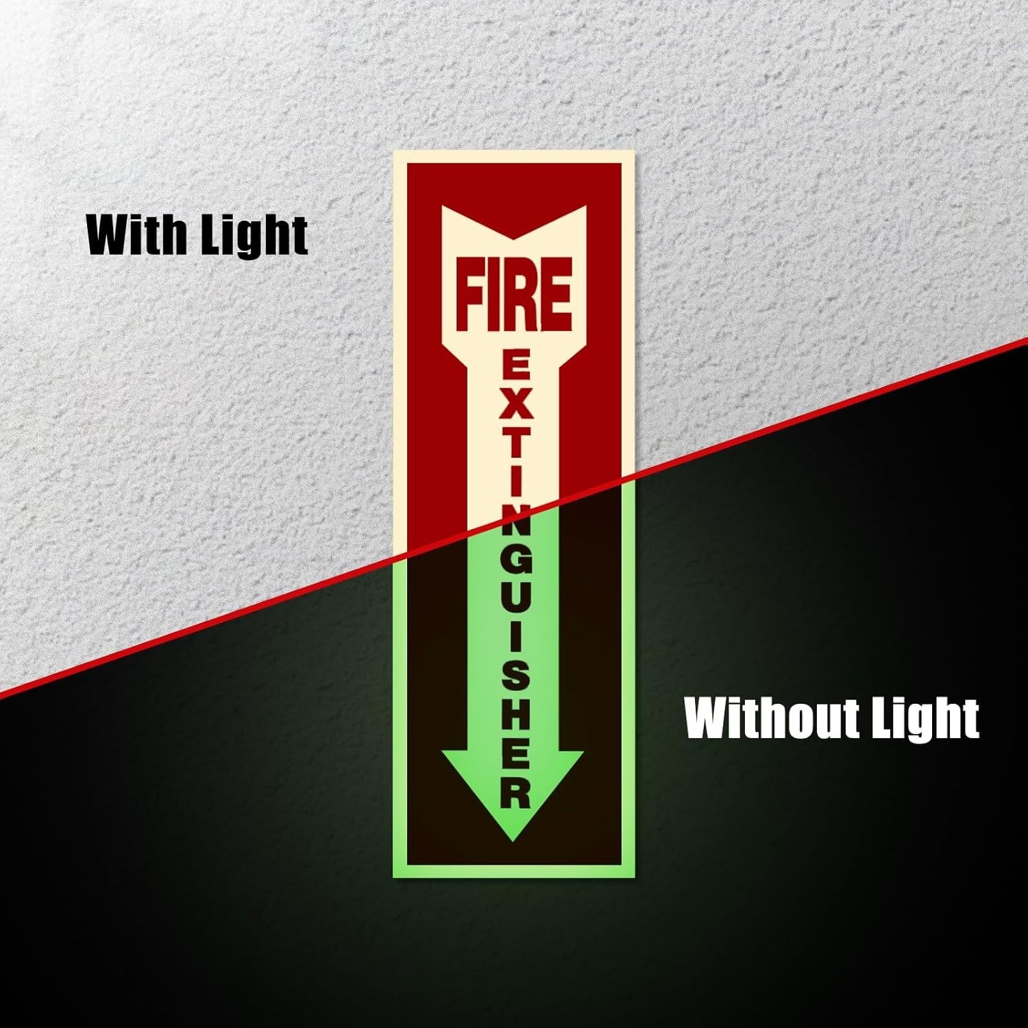 12 Pack Fire Extinguisher Signs Glow in Dark Waterproof Stickers for Home Office